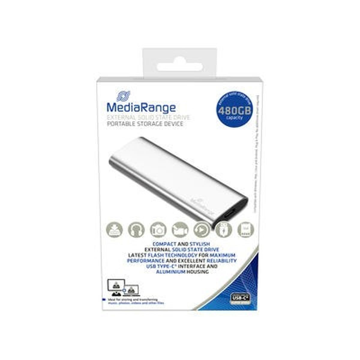 Zewnętrzny dysk SSD MediaRange MR1102 480 GB USB Type-C 3.2 Gen 2 Srebrny