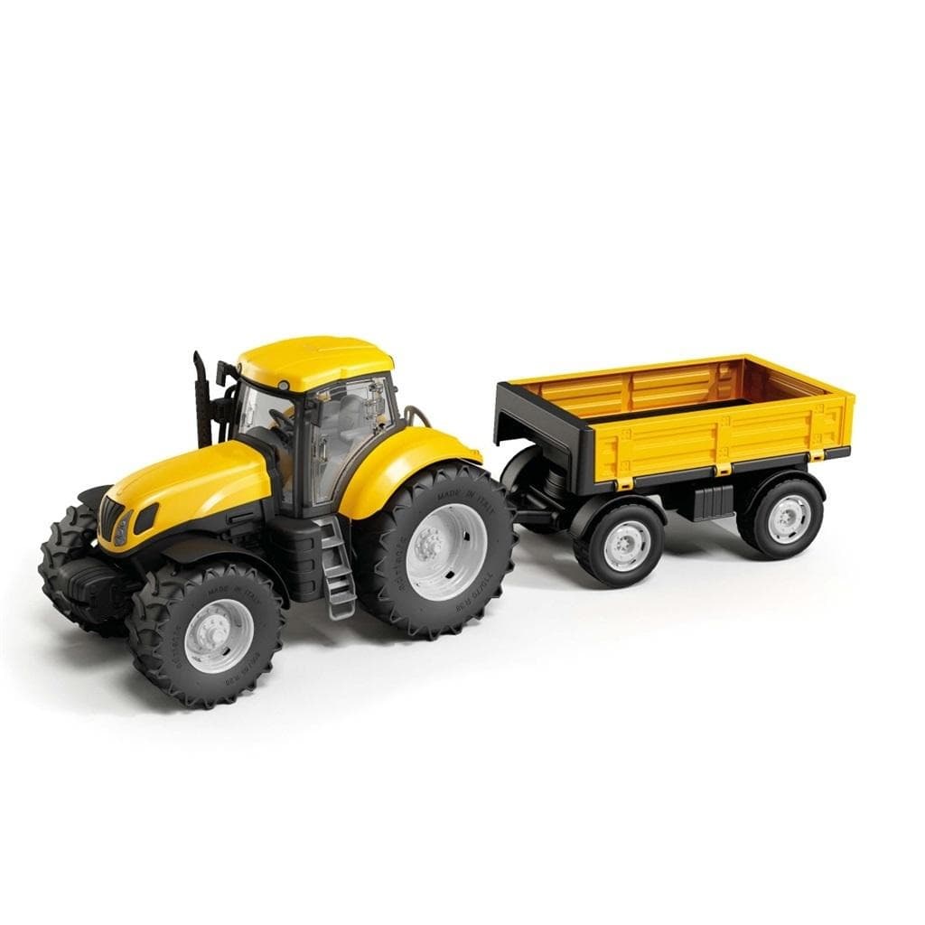 Żółty traktor z przyczepą dla dzieci